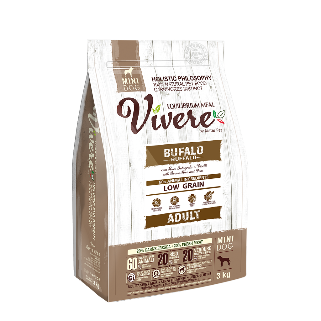 VIVERE LOW GRAIN MINI ADULT BUFALO 3 Kg.