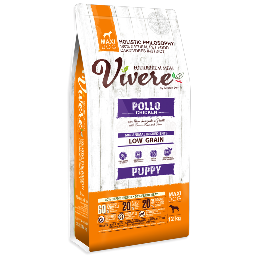 VIVERE LOW GRAIN MAXI PUPPY POLLO 12 Kg.