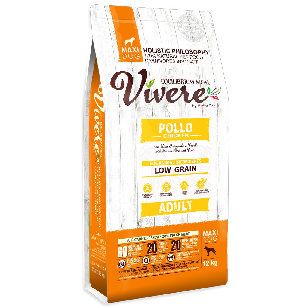 VIVERE LOW GRAIN MAXI ADULT POLLO 12 Kg.