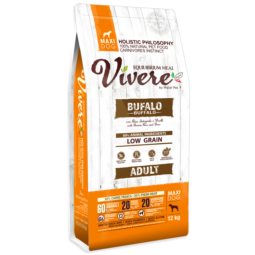 VIVERE LOW GRAIN MAXI ADULT BUFALO 12 Kg.