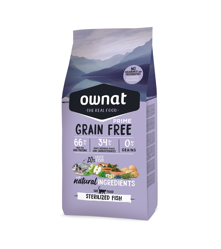 OWNAT PRIME GRAIN FREE STERILIZED CAT FISH 3 Kg.